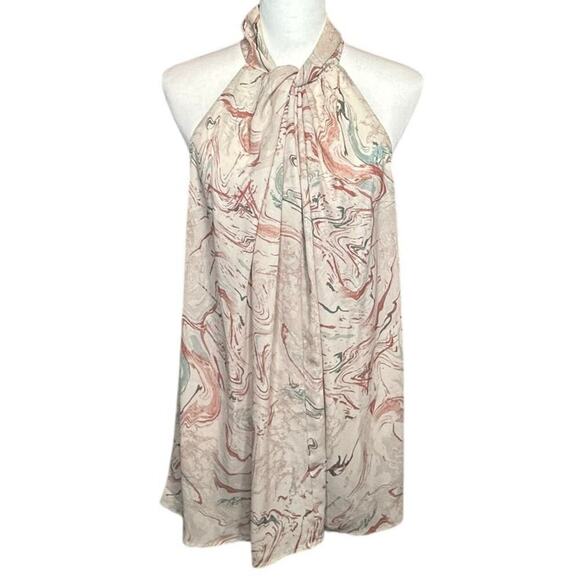 Torrid High Neck Tank Blouse Marble Pattern Cream Teal Rust Color Size 1 (14/16) - Picture 7 of 8